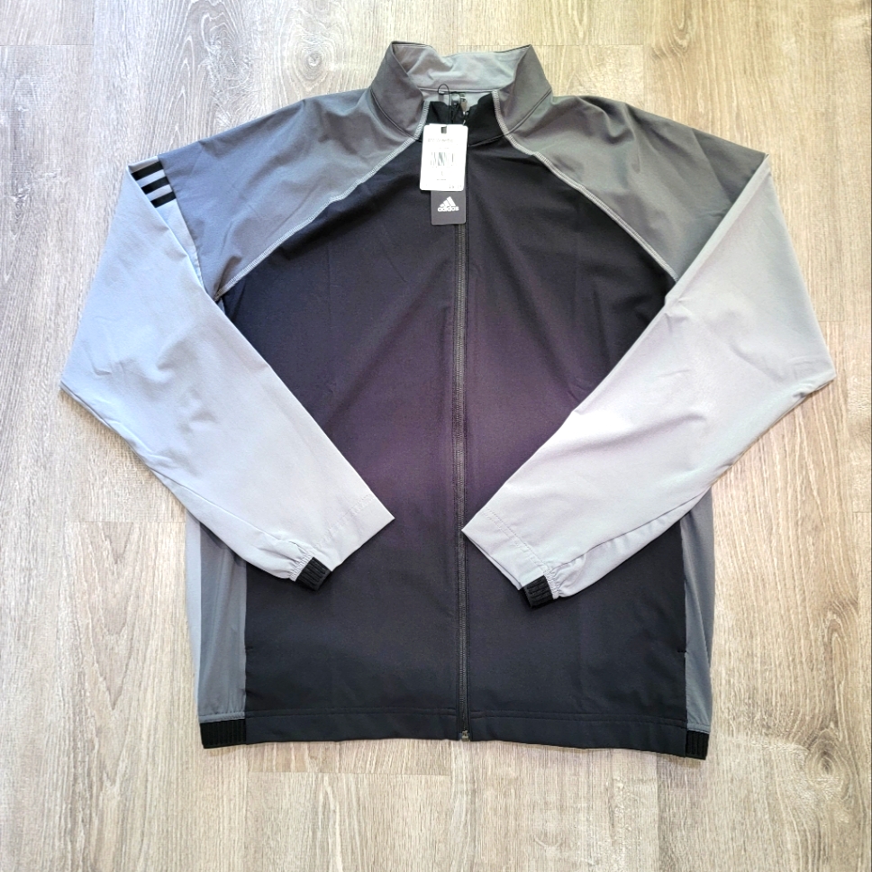 Brand New Adidas Stretch Windwear Basic Golf Gray Black Jacket Men's Size Large